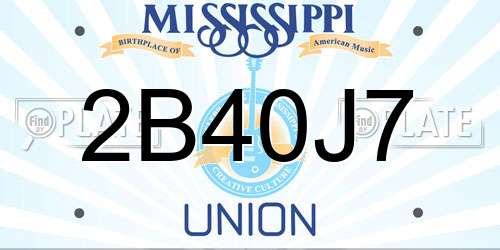 2B40J7 Mississippi License Plate