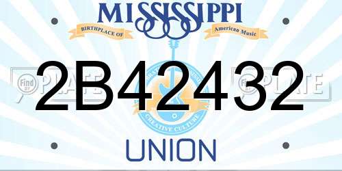 2B42432 Mississippi License Plate