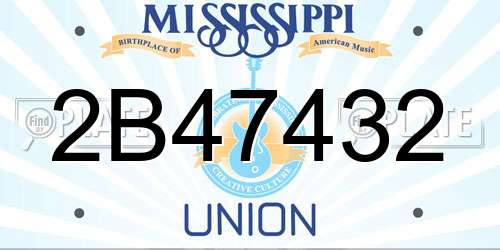 2B47432 Mississippi License Plate
