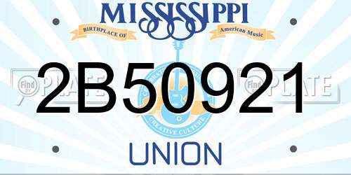 2B50921 Mississippi License Plate