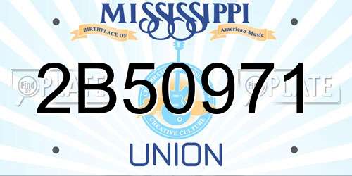 2B50971 Mississippi License Plate