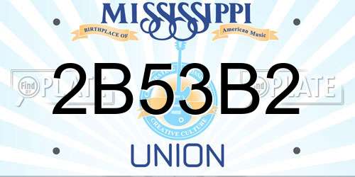 2B53B2 Mississippi License Plate
