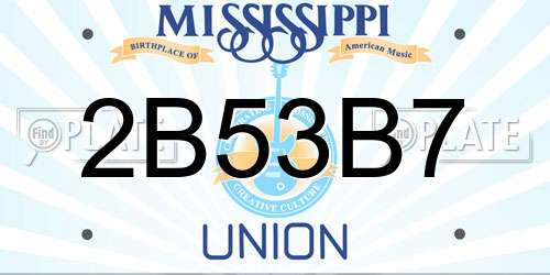2B53B7 Mississippi License Plate