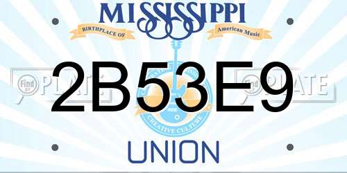 2B53E9 Mississippi License Plate