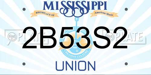 2B53S2 Mississippi License Plate