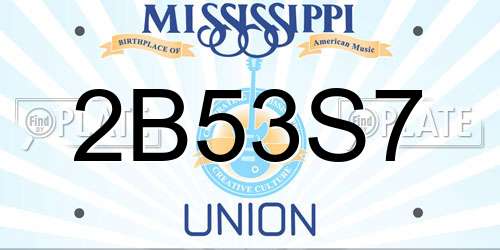 2B53S7 Mississippi License Plate