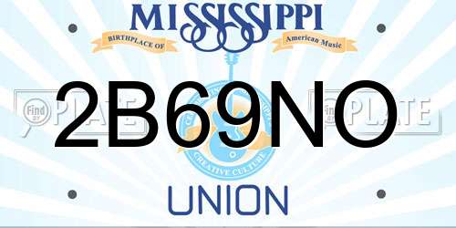 2B69NO Mississippi License Plate