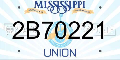 2B70221 Mississippi License Plate