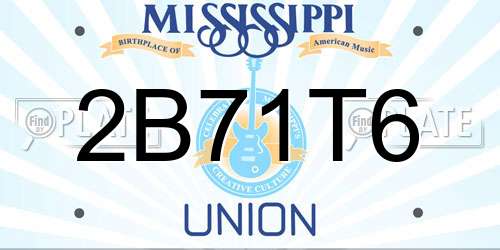 2B71T6 Mississippi License Plate