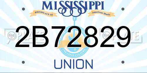 2B72829 Mississippi License Plate