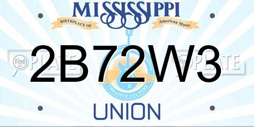 2B72W3 Mississippi License Plate