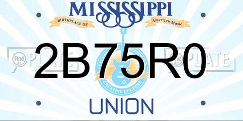 2B75R0 Mississippi License Plate