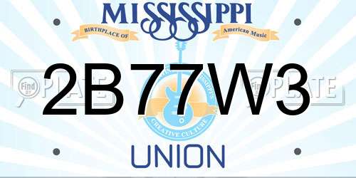 2B77W3 Mississippi License Plate