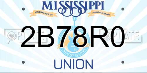 2B78R0 Mississippi License Plate