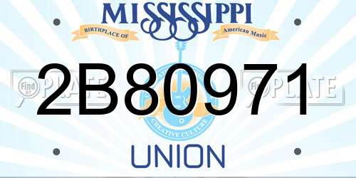 2B80971 Mississippi License Plate
