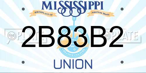 2B83B2 Mississippi License Plate
