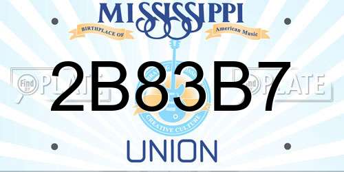 2B83B7 Mississippi License Plate