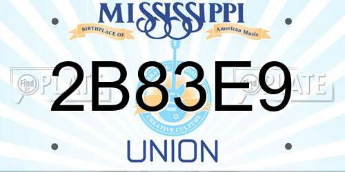 2B83E9 Mississippi License Plate