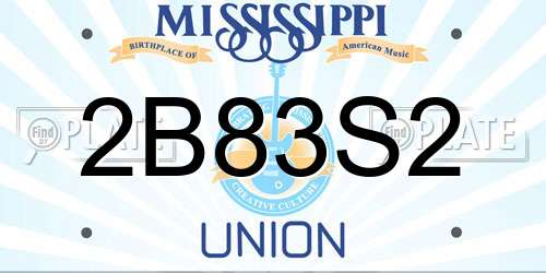 2B83S2 Mississippi License Plate