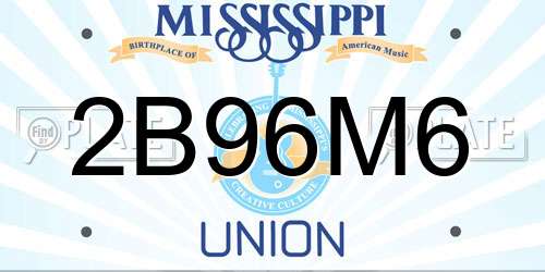 2B96M6 Mississippi License Plate