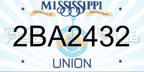 2BA2432 Mississippi License Plate