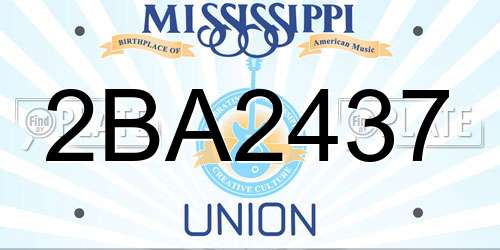 2BA2437 Mississippi License Plate