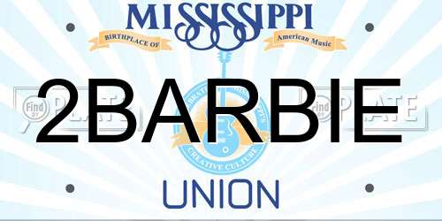 2BARBIE Mississippi License Plate