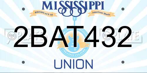 2BAT432 Mississippi License Plate