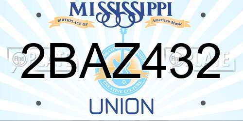 2BAZ432 Mississippi License Plate