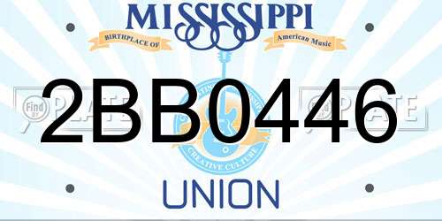 2BB0446 Mississippi License Plate