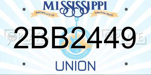 2BB2449 Mississippi License Plate