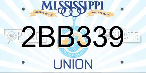 2BB339 Mississippi License Plate