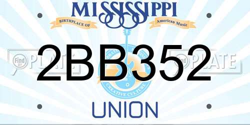 2BB352 Mississippi License Plate