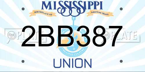 2BB387 Mississippi License Plate