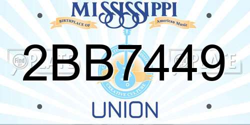 2BB7449 Mississippi License Plate
