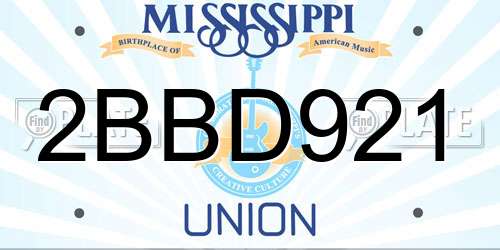 2BBD921 Mississippi License Plate