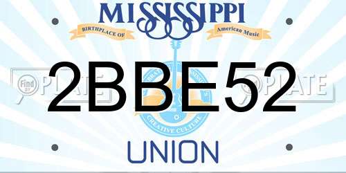 2BBE52 Mississippi License Plate