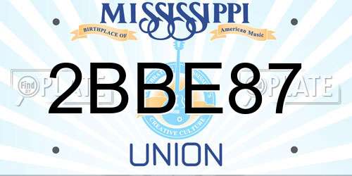 2BBE87 Mississippi License Plate