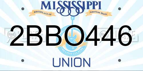 2BBO446 Mississippi License Plate