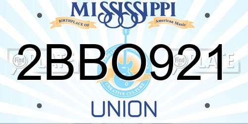 2BBO921 Mississippi License Plate