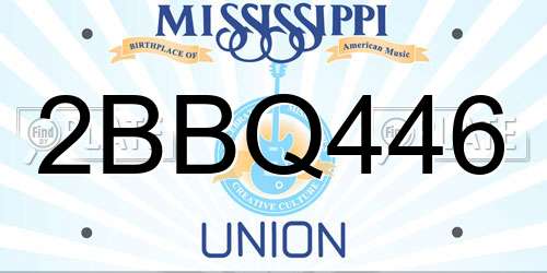 2BBQ446 Mississippi License Plate