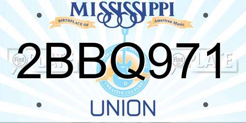 2BBQ971 Mississippi License Plate
