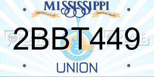 2BBT449 Mississippi License Plate