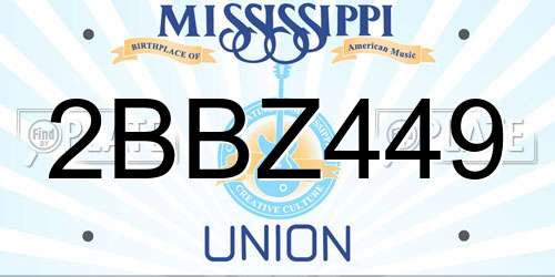2BBZ449 Mississippi License Plate
