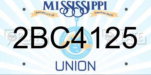 2BC4125 Mississippi License Plate