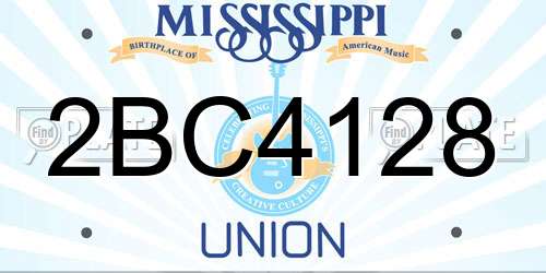 2BC4128 Mississippi License Plate