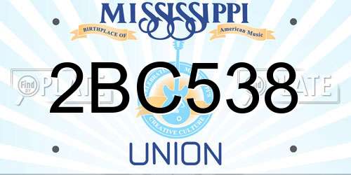 2BC538 Mississippi License Plate