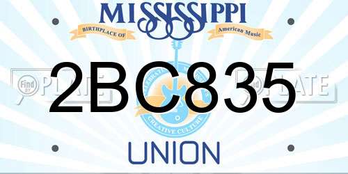 2BC835 Mississippi License Plate