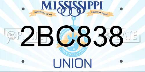 2BC838 Mississippi License Plate