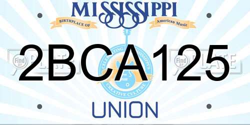 2BCA125 Mississippi License Plate